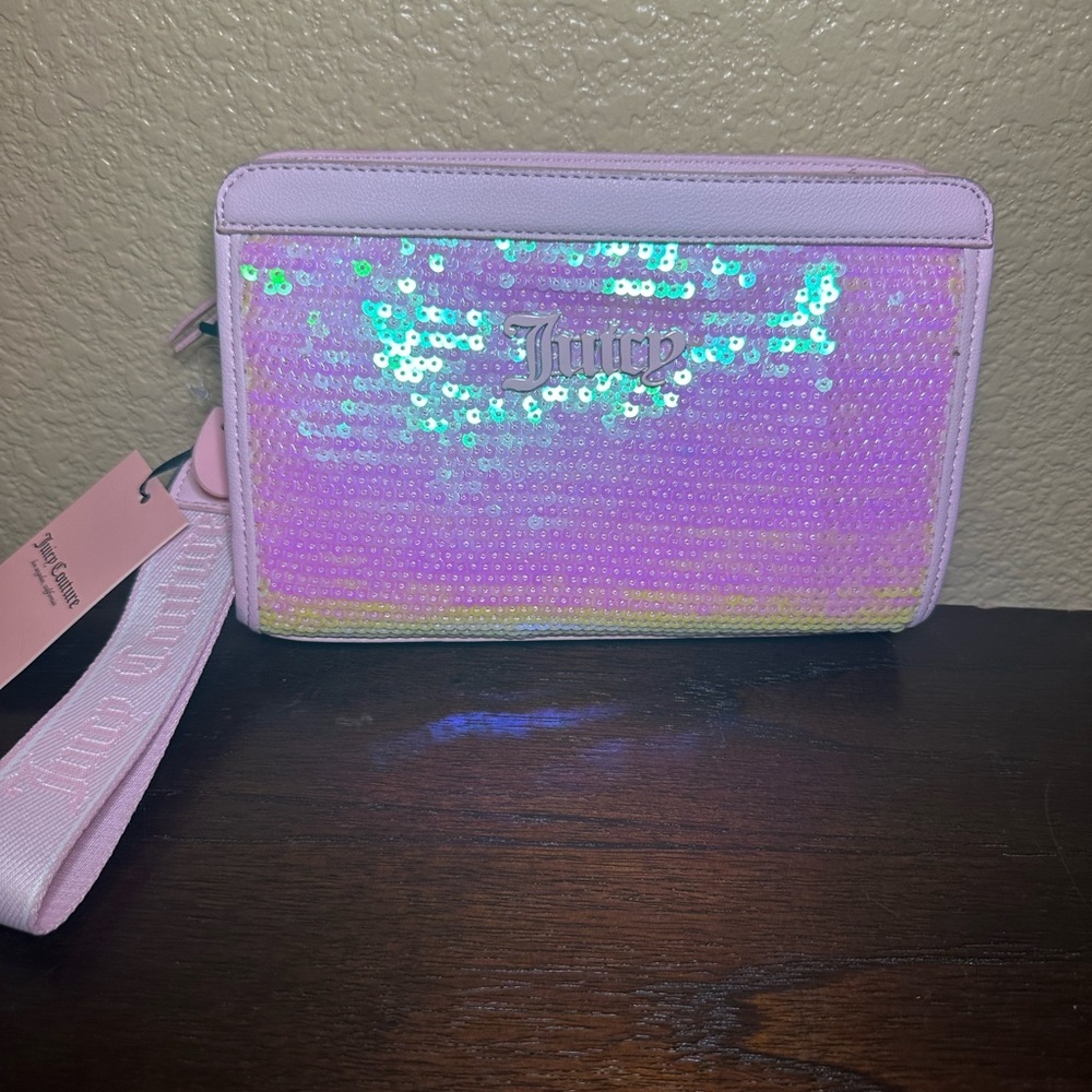Juicy Couture Iridescent Pink Sequin Clutch